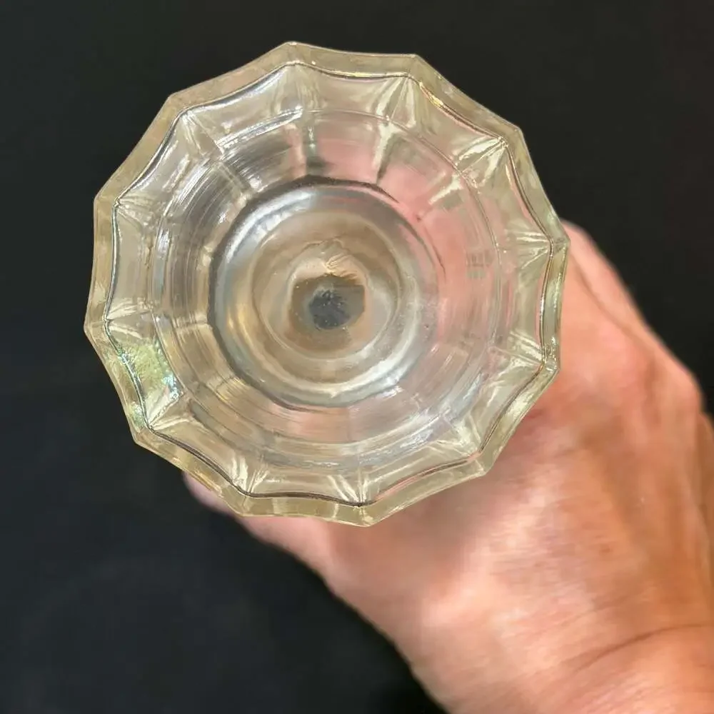 Vintage Clear Glass Faceted Hexagonal Decanter Bottle with Glass Stopper
